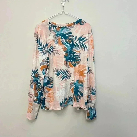 Zac &  Rachel Tropical Floral Print Sweater Pink Peach Women's XL - Picture 5 of 10